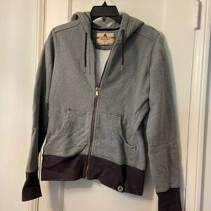 American Giant Gray and Plum Zip-Up Jacket with Hood